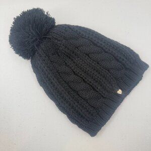 juicy couture black crochet beanie Pom Pom hat ONE SIZE
